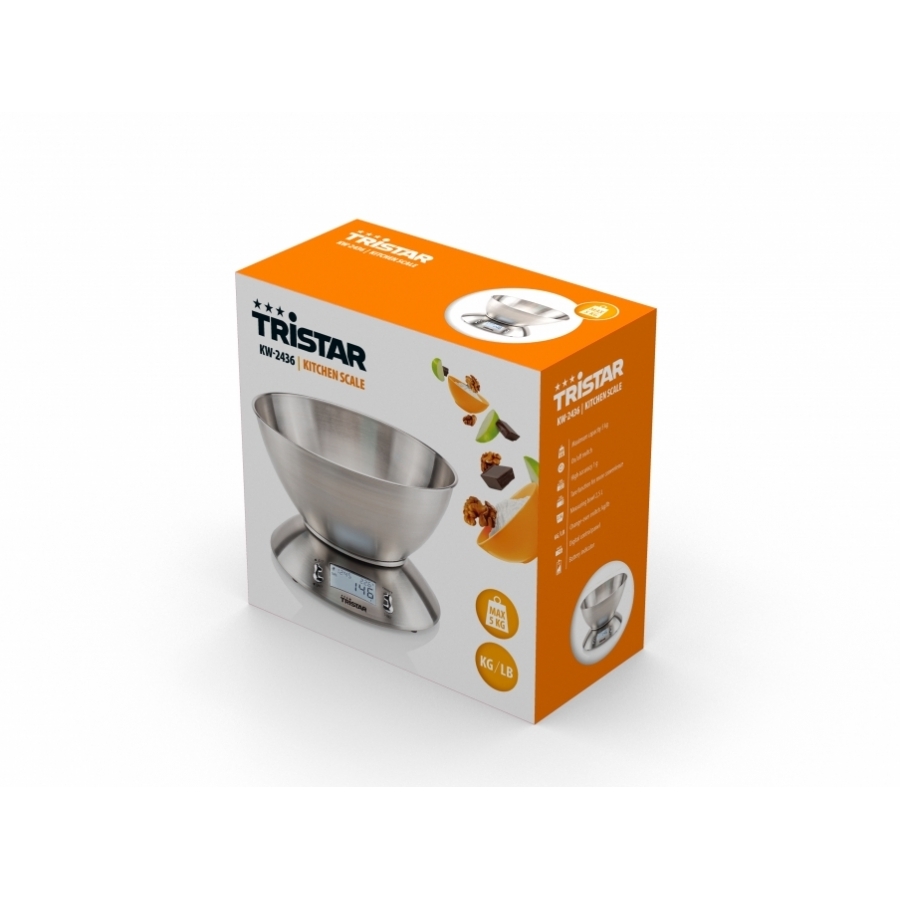 TRISTAR BILANCIA DA CUCINA CON CIOTOLA ACCIAIO MAX5KG DISPLAY KW-2436